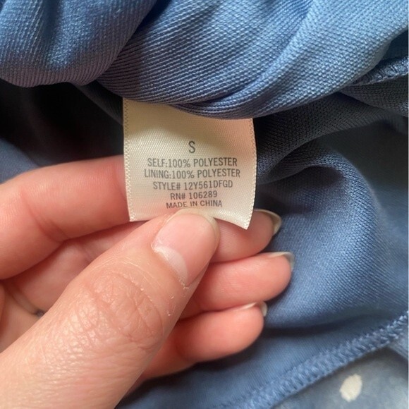 Mi Ami Blue and White Polka Dot Smocked Off-Shoulder Top - Picture 7 of 9